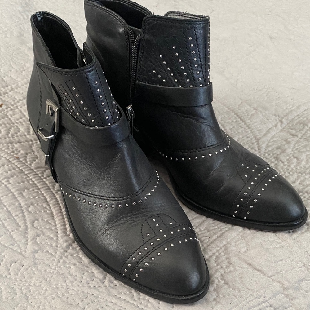 Vince Camuto Black Studded Ankle Boots